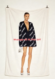 Balenciaga Logo Print Flannel Throw Blanket for Sofa and Wall Decor BA315
